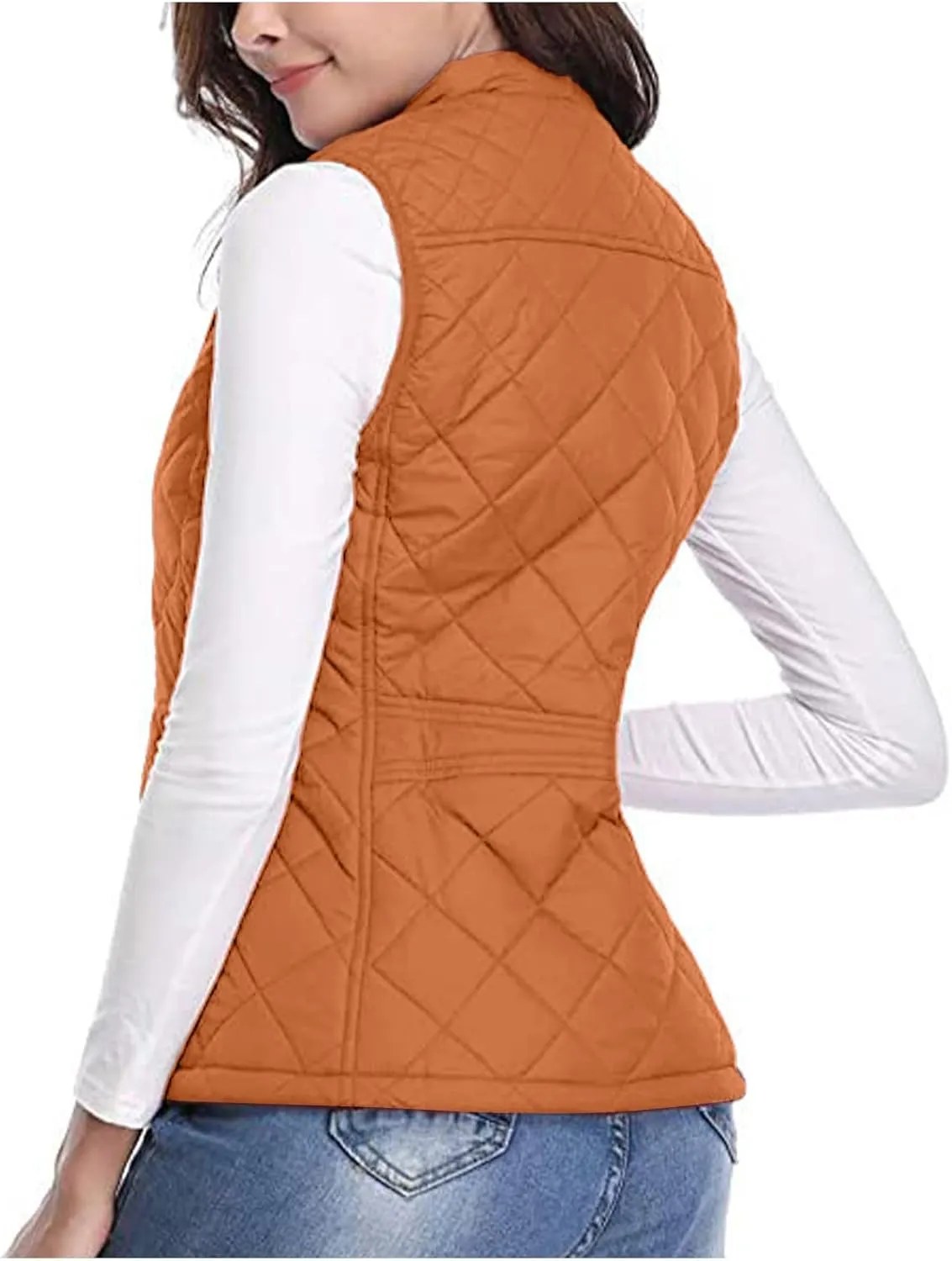 Women Lightweight Puffer Vest Sleeveless Zip Up Stand Collar Cropped Gilet Coats Cotton Padded Warm Vest Jackets