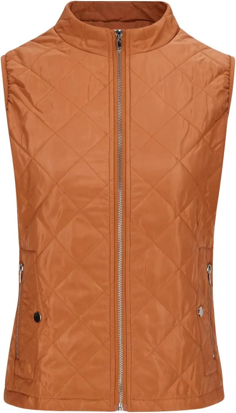 Women Lightweight Puffer Vest Sleeveless Zip Up Stand Collar Cropped Gilet Coats Cotton Padded Warm Vest Jackets