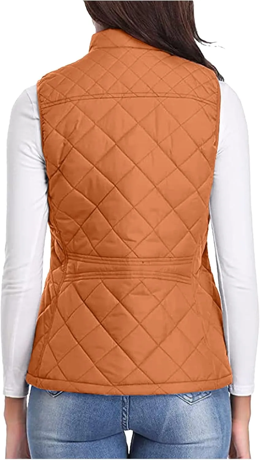 Women Lightweight Puffer Vest Sleeveless Zip Up Stand Collar Cropped Gilet Coats Cotton Padded Warm Vest Jackets