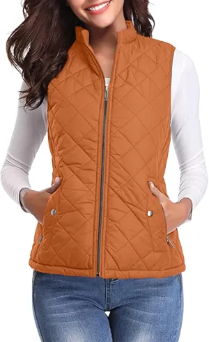 Women Lightweight Puffer Vest Sleeveless Zip Up Stand Collar Cropped Gilet Coats Cotton Padded Warm Vest Jackets