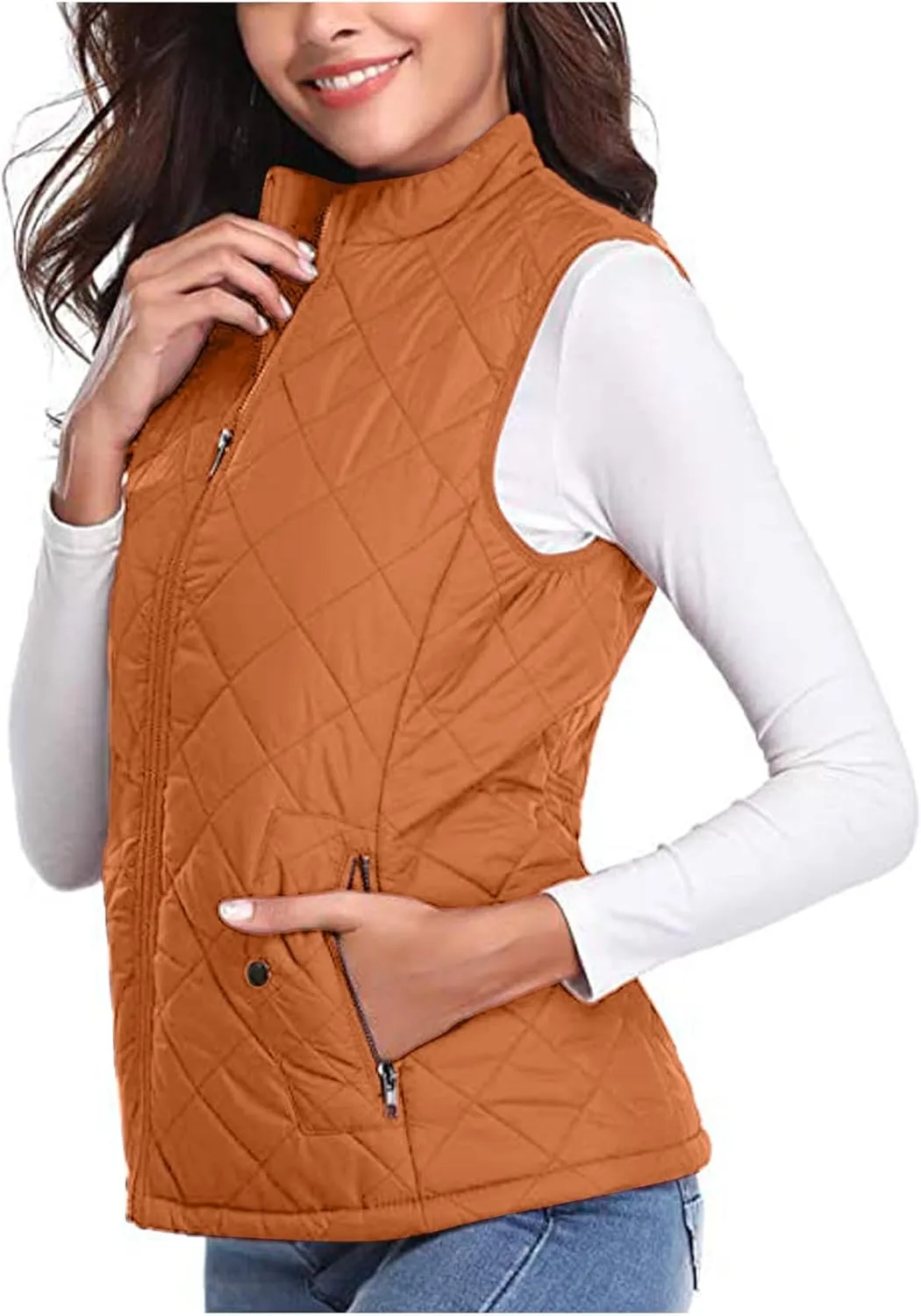 Women Lightweight Puffer Vest Sleeveless Zip Up Stand Collar Cropped Gilet Coats Cotton Padded Warm Vest Jackets