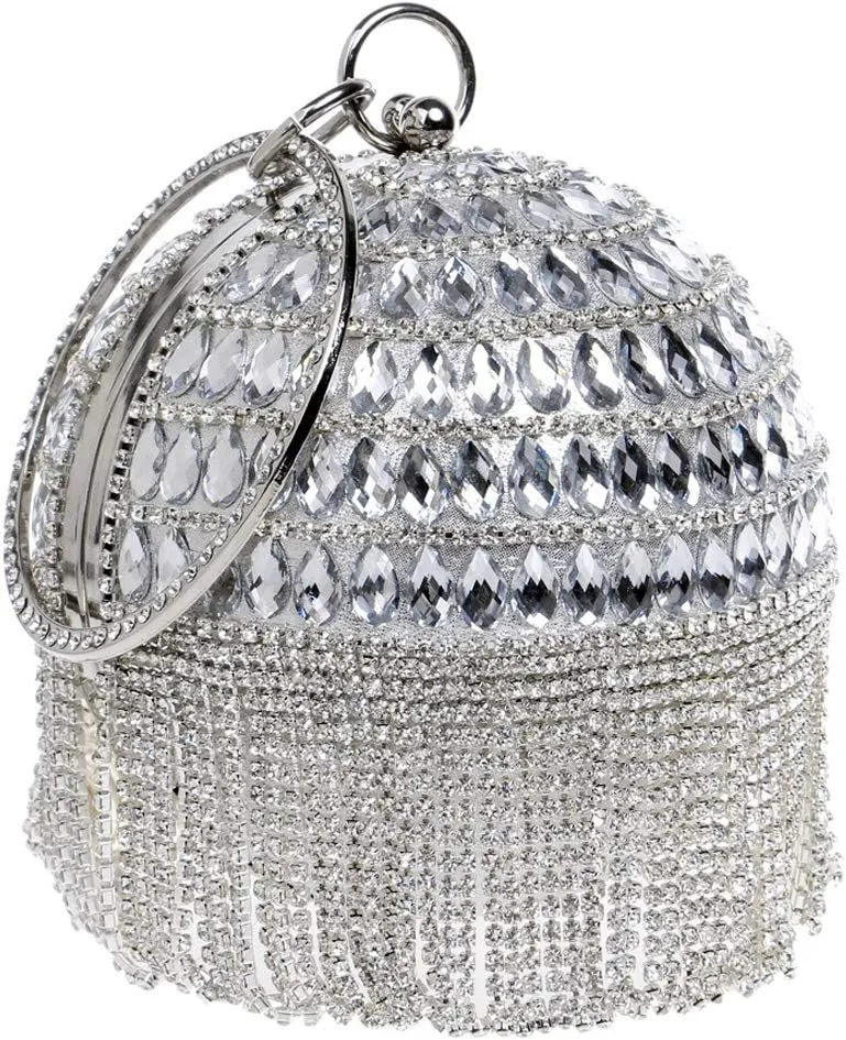 Women Round Ball Crystal Evening Clutch Purse for Wedding Party Handbags