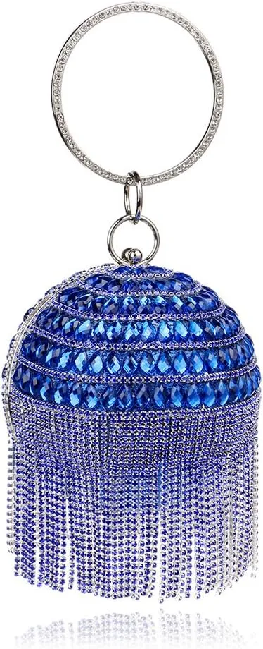 Women Round Ball Crystal Evening Clutch Purse for Wedding Party Handbags