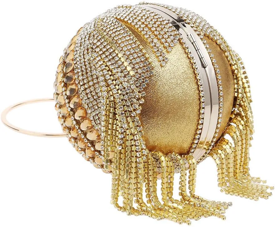 Women Round Ball Crystal Evening Clutch Purse for Wedding Party Handbags