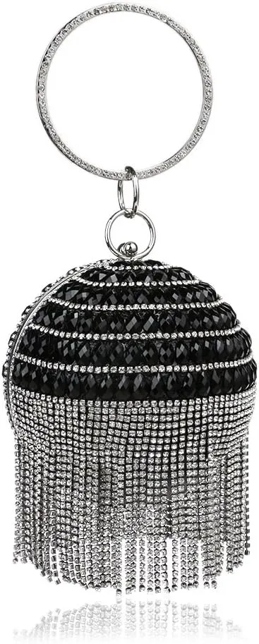 Women Round Ball Crystal Evening Clutch Purse for Wedding Party Handbags