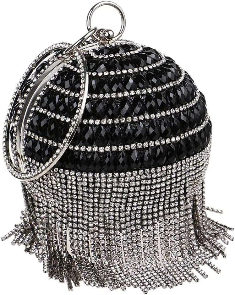 Women Round Ball Crystal Evening Clutch Purse for Wedding Party Handbags