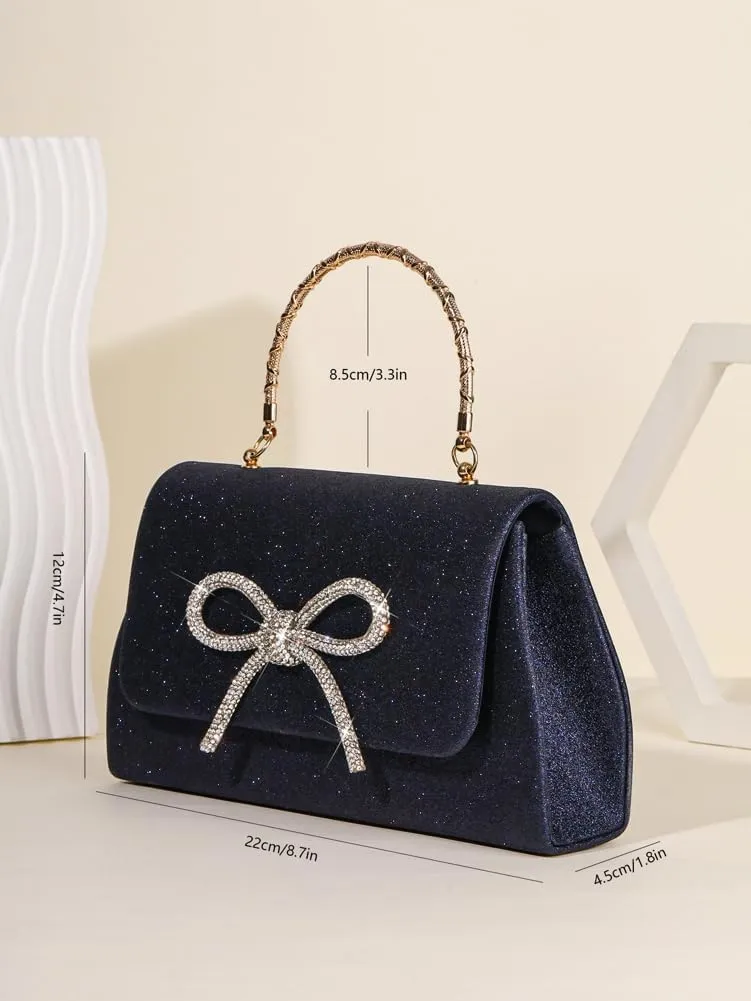 Women Sparkling Bowknot Handbag Diamonds Evening Clutch Purses Formal Wedding Party Cocktail Prom Envelope Bag