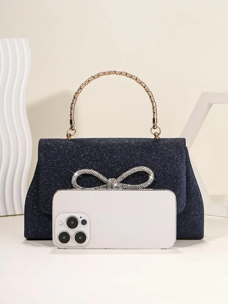 Women Sparkling Bowknot Handbag Diamonds Evening Clutch Purses Formal Wedding Party Cocktail Prom Envelope Bag
