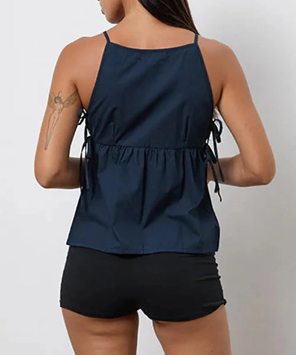 Women Tie Side Tank Top Sleeveless Split Peplum Coquette Shirt Plaid Trendy Going Out Summer Tops Y2k Streetwear