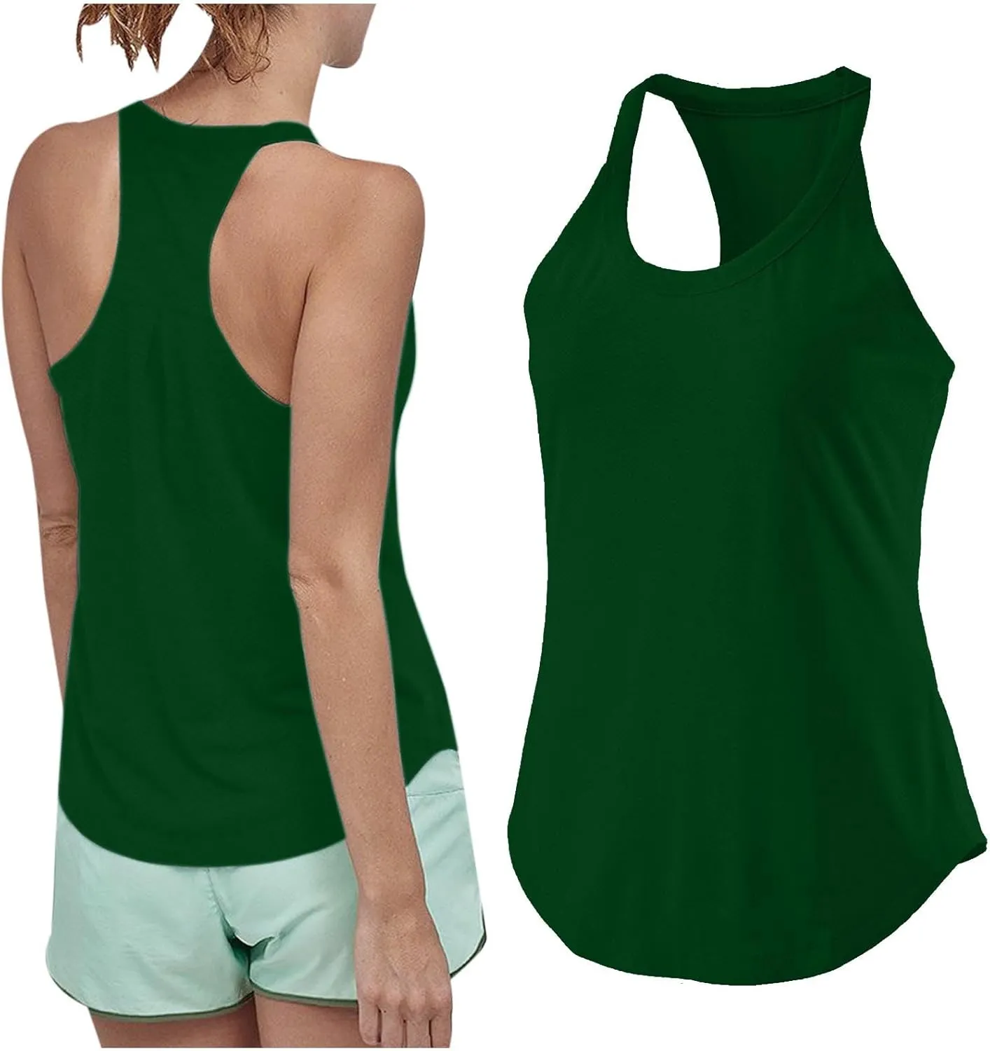 Women Workout Athletic Yoga Shirts Loose Fit Racerback Tank Tops Sleeveless Sports Tennis Shirt Round Neck Summer Top