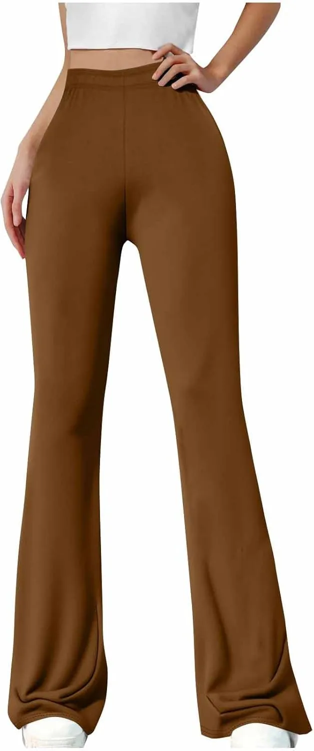 Women's Bootcut Yoga Pants Split Hem Flare Leggings High Waisted Wide Leg Sweatpants Tummy Control Workout Pants