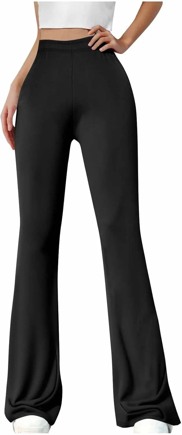 Women's Bootcut Yoga Pants Split Hem Flare Leggings High Waisted Wide Leg Sweatpants Tummy Control Workout Pants