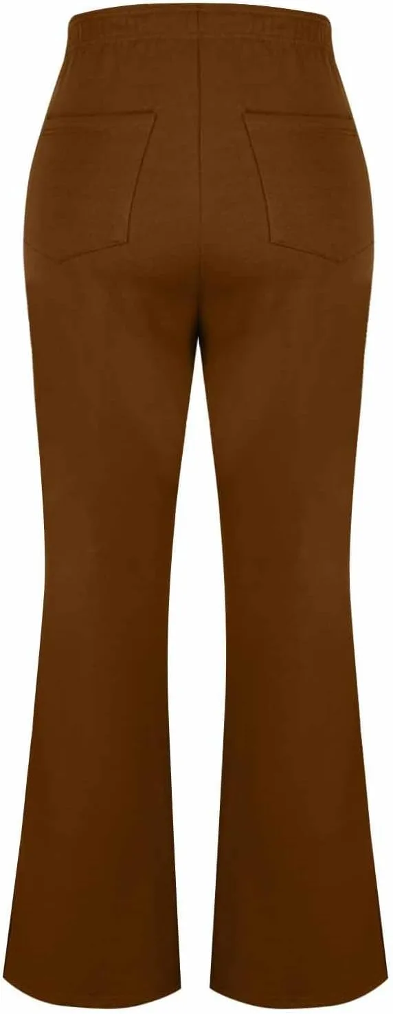 Women's Bootcut Yoga Pants Split Hem Flare Leggings High Waisted Wide Leg Sweatpants Tummy Control Workout Pants
