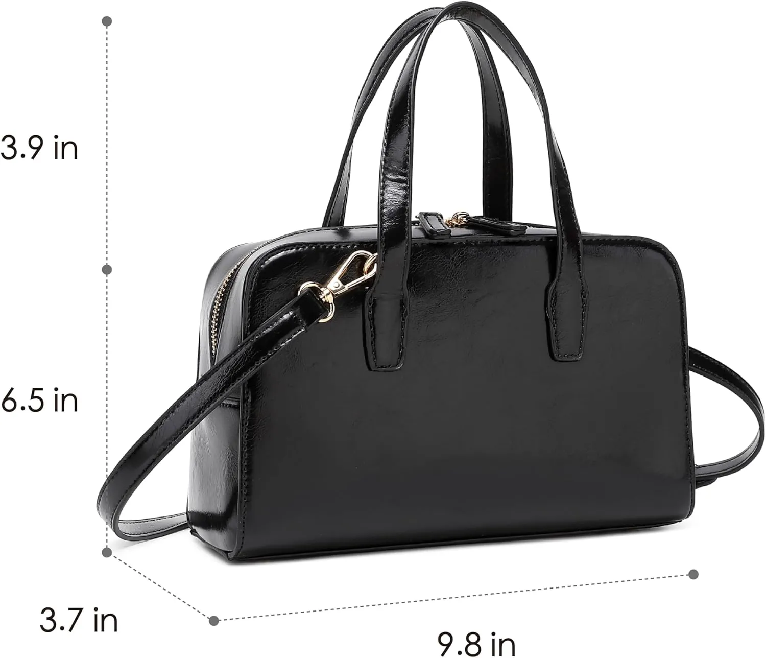 Women's Boston Bowler Top Handle Satchel Bag with Detachable Crossbody Strap