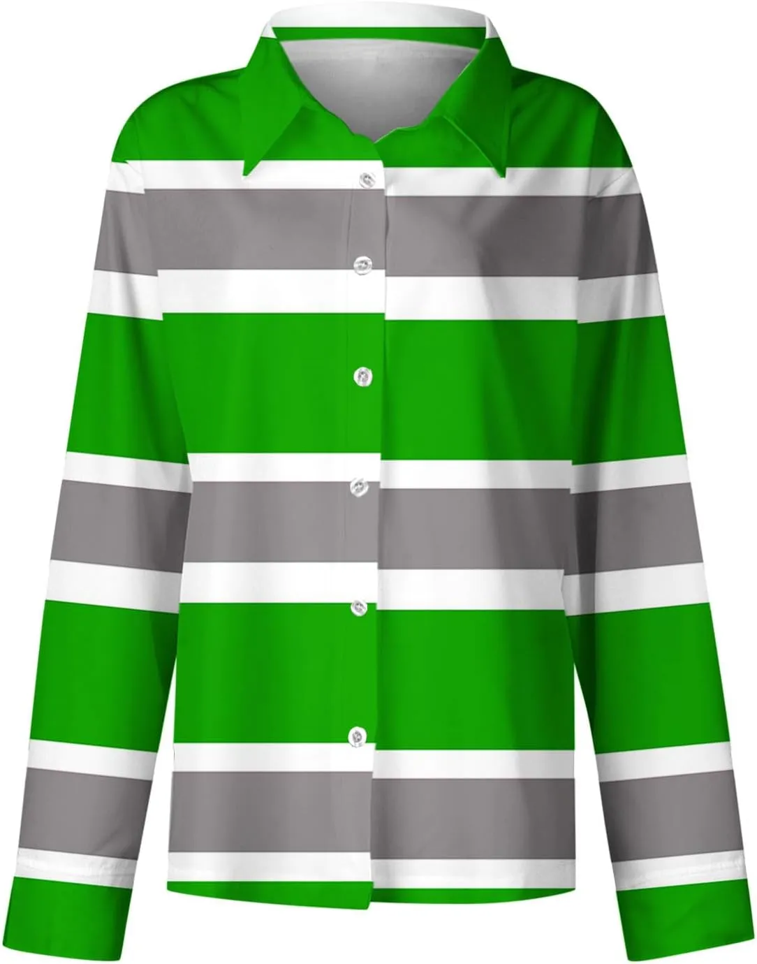 Womens Button Down Casual Shirts Color Block Striped Blouse Tops Long Sleeve Collar Shirt Dressy Work Outfits Clothing