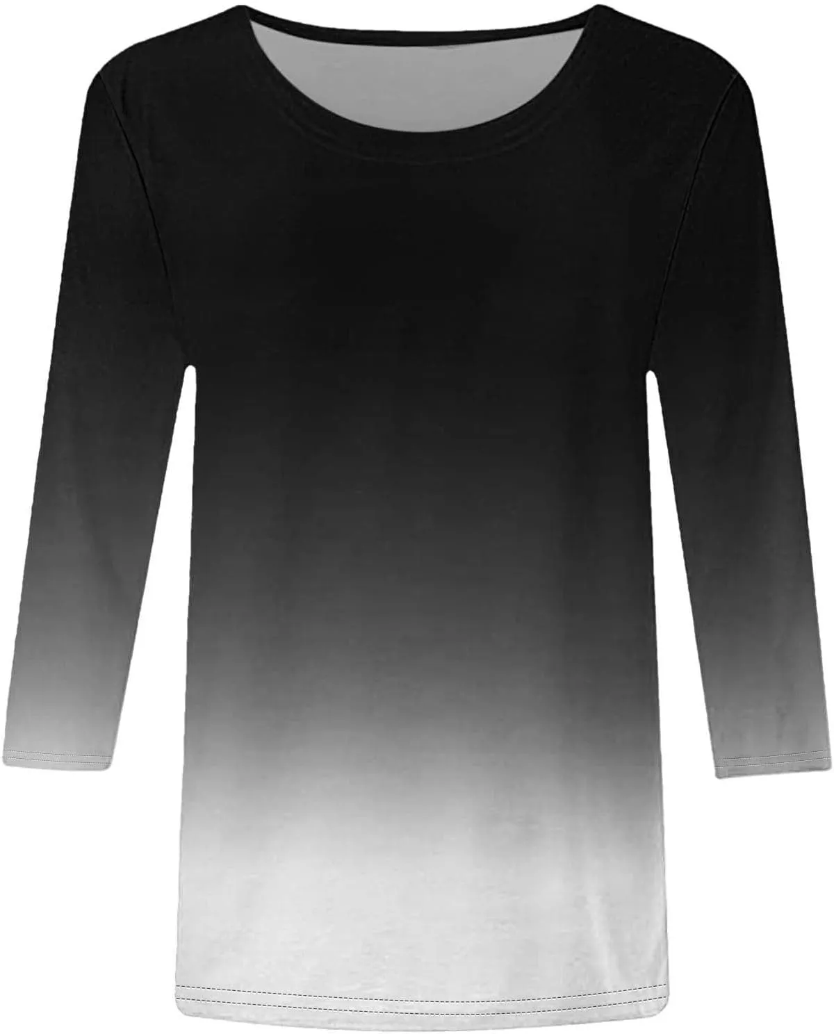 Womens Casual 3/4 Sleeve T-Shirts Round Neck Cute Print Tops Trendy Loose Fit Three Quarter Length Blouses