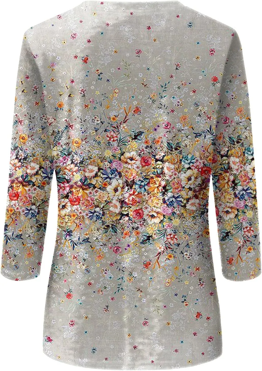 Womens Casual 3/4 Sleeve T-Shirts Round Neck Cute Print Tops Trendy Loose Fit Three Quarter Length Blouses