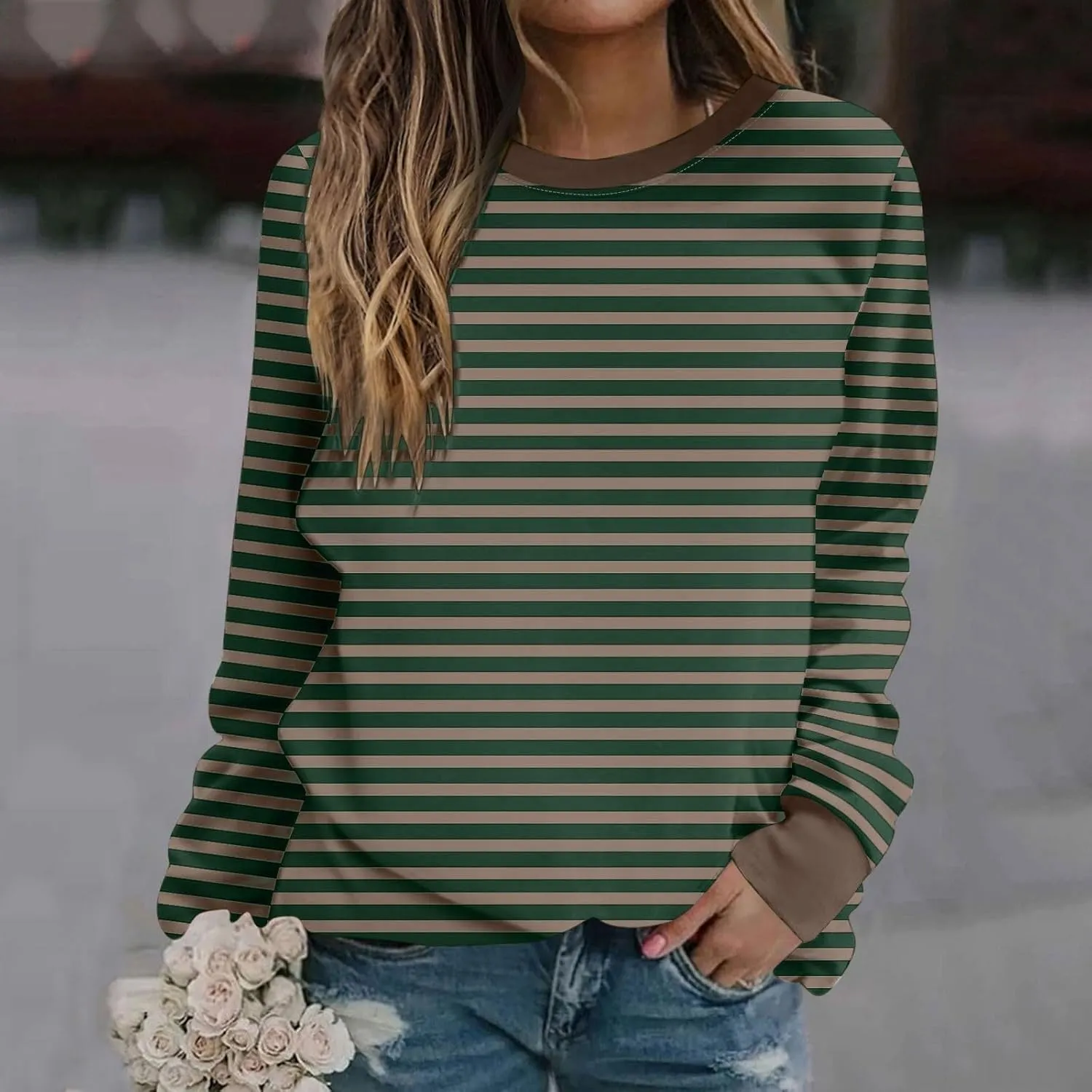Womens Casual Tie Dye Pullover Tops Long Sleeve Crewneck Oversized Sweatshirts 2024 Fall Clothes Loose Comfy Shirts