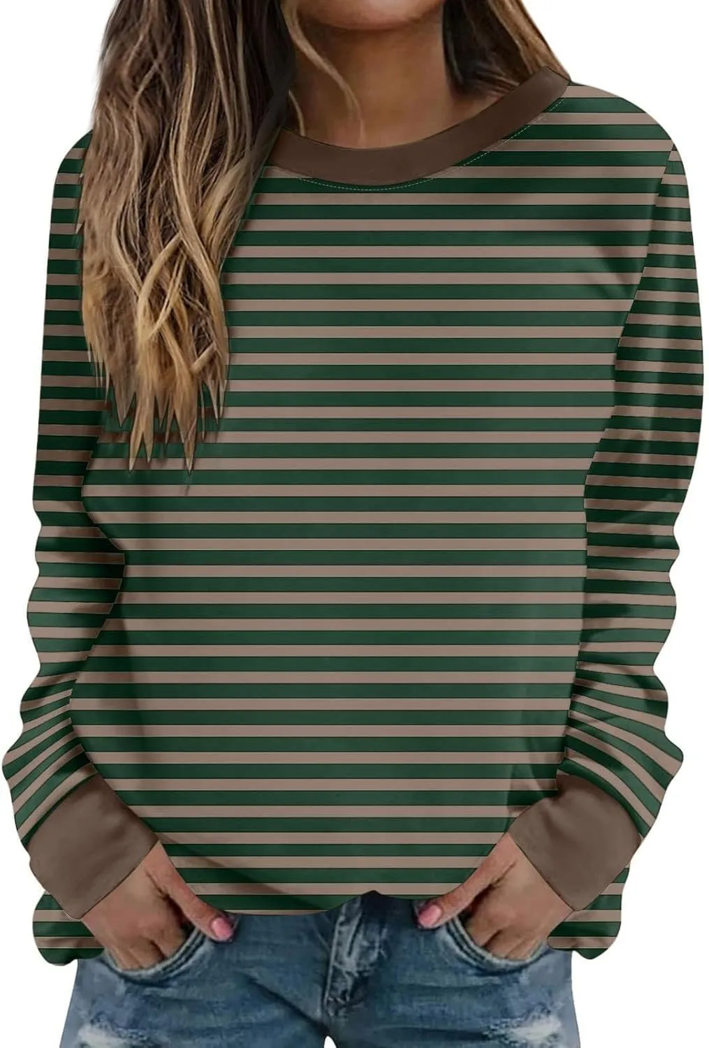 Womens Casual Tie Dye Pullover Tops Long Sleeve Crewneck Oversized Sweatshirts 2024 Fall Clothes Loose Comfy Shirts