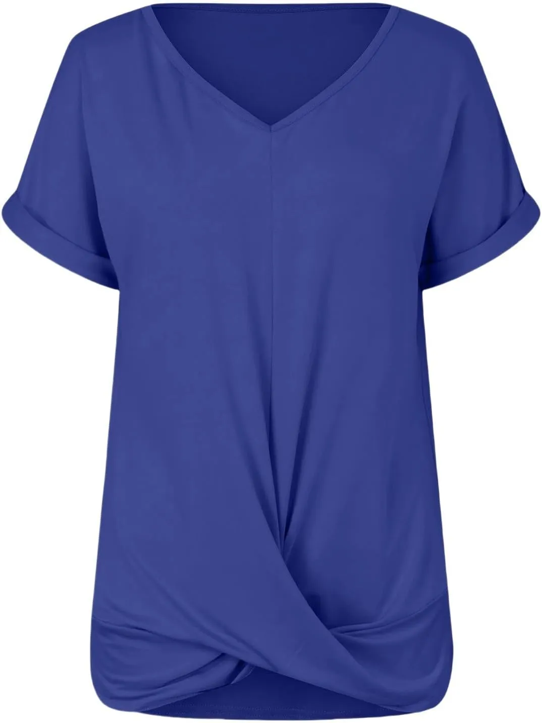 Women's Comfy Casual Summer Tops Short Sleeve V Neck Blouses T Shirts Twist Knot Basic Tees