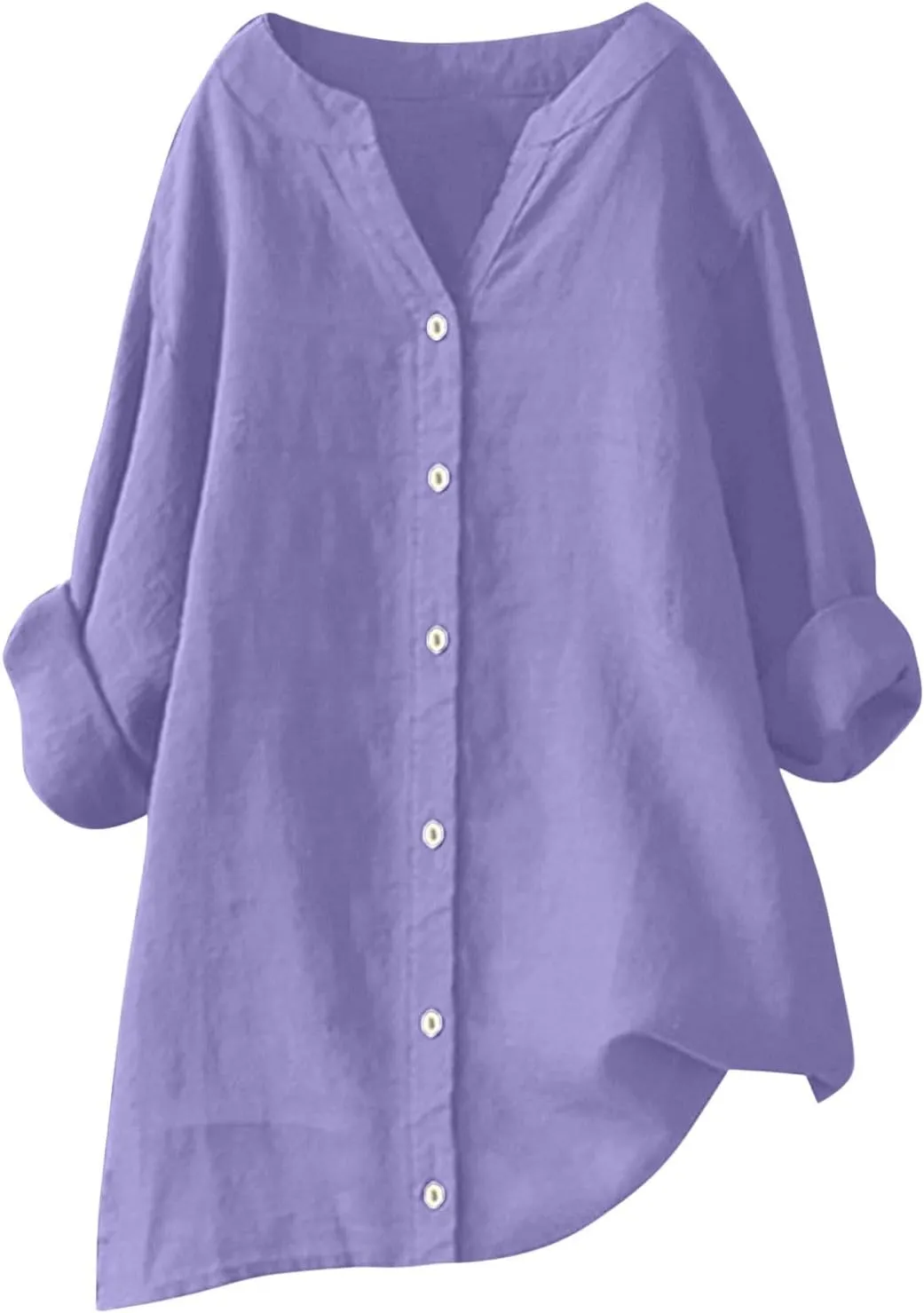 Womens Cotton Linen Tunic Tops Boho Peasant Summer Tops Long Sleeve Button Down Shirts Blouse Dressy Casual Clothing