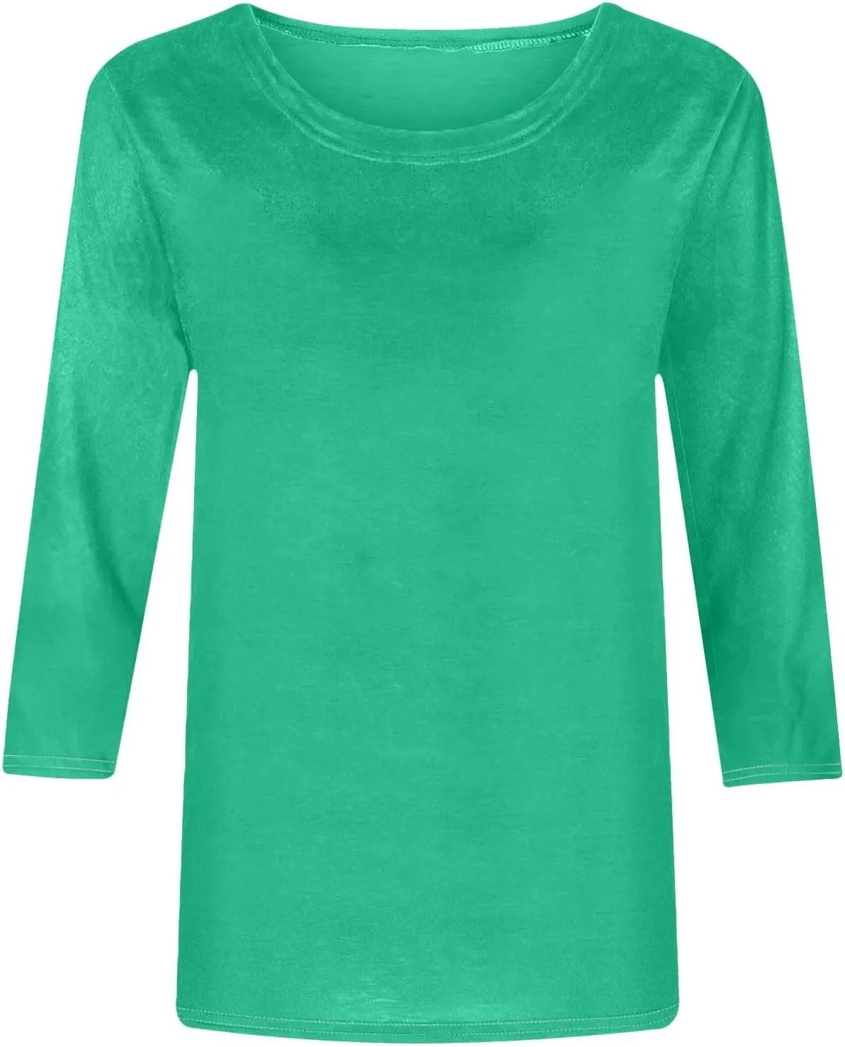 Womens Crew Neck 3/4 Sleeve T Shirts Loose Tunic Tops Casual Solid Basic Tees Three Quarter Length Sleeves Blouses