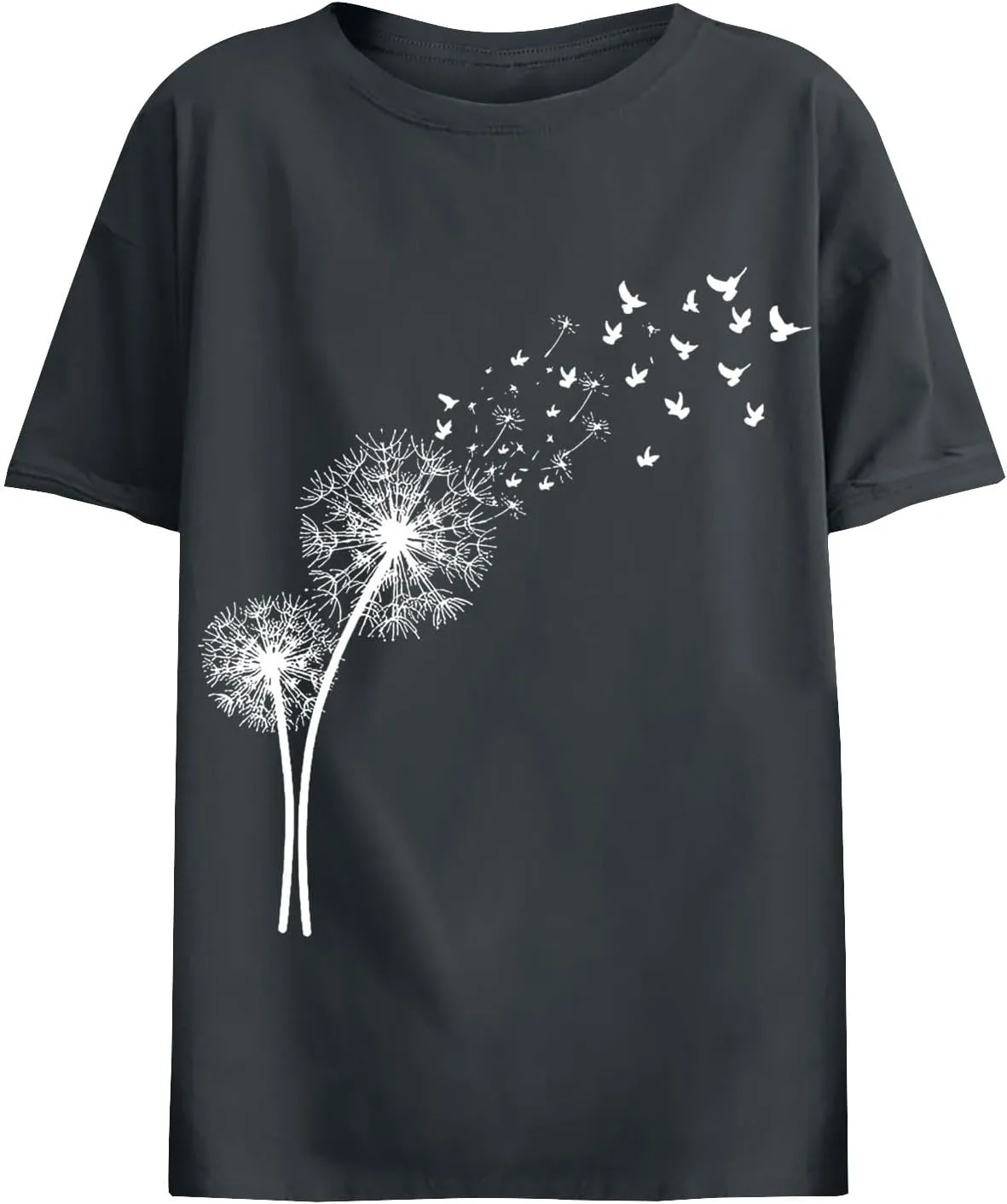 Women's Dandelion Printed Shirt Summer 2025 Short Sleeve Casual Shirts Cute Fit Summer Casual Tee Tops