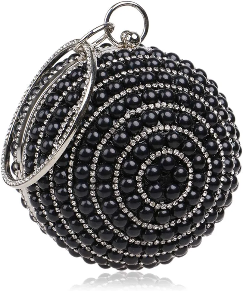 Womens Evening Bag Round Ball Wedding Handbag Artificial Pearl Purse