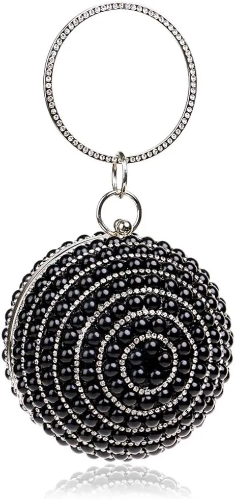 Womens Evening Bag Round Ball Wedding Handbag Artificial Pearl Purse
