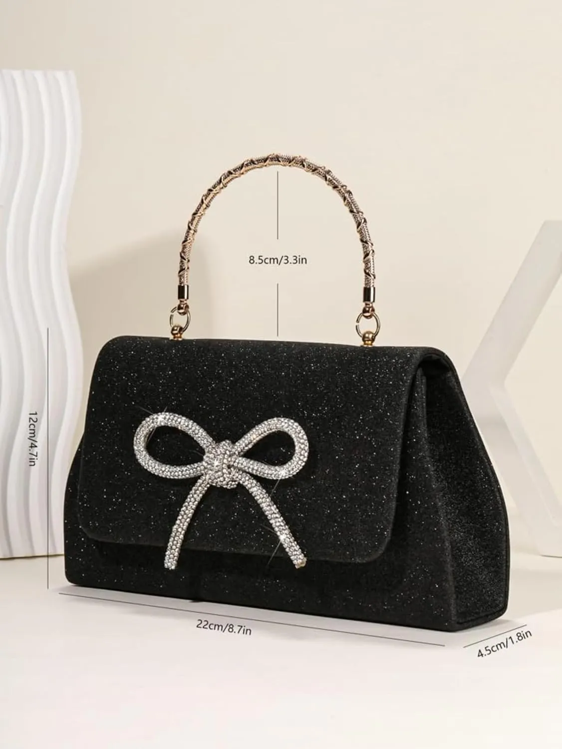 Womens Evening Bag Sparkly Bow Clutch Purse Wedding Party Purses Glitter Rhinestone Cocktail Prom Handbags