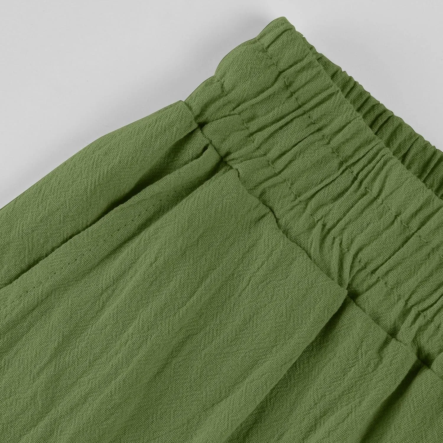Womens Fashion Linen Pants 2025 Casual Straight Leg Drawstring Loose Lightweight Trousers with Pockets