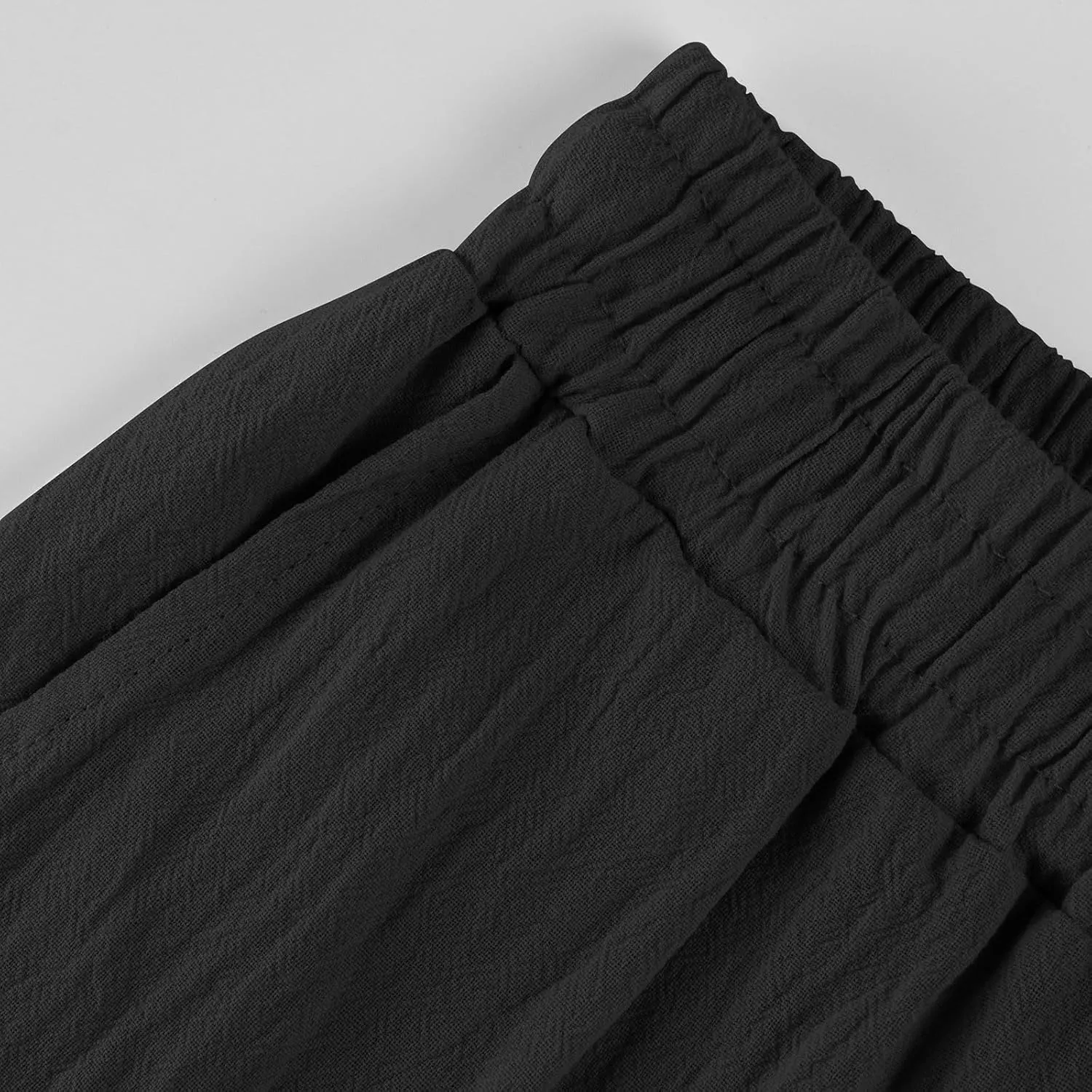 Womens Fashion Linen Pants 2025 Casual Straight Leg Drawstring Loose Lightweight Trousers with Pockets