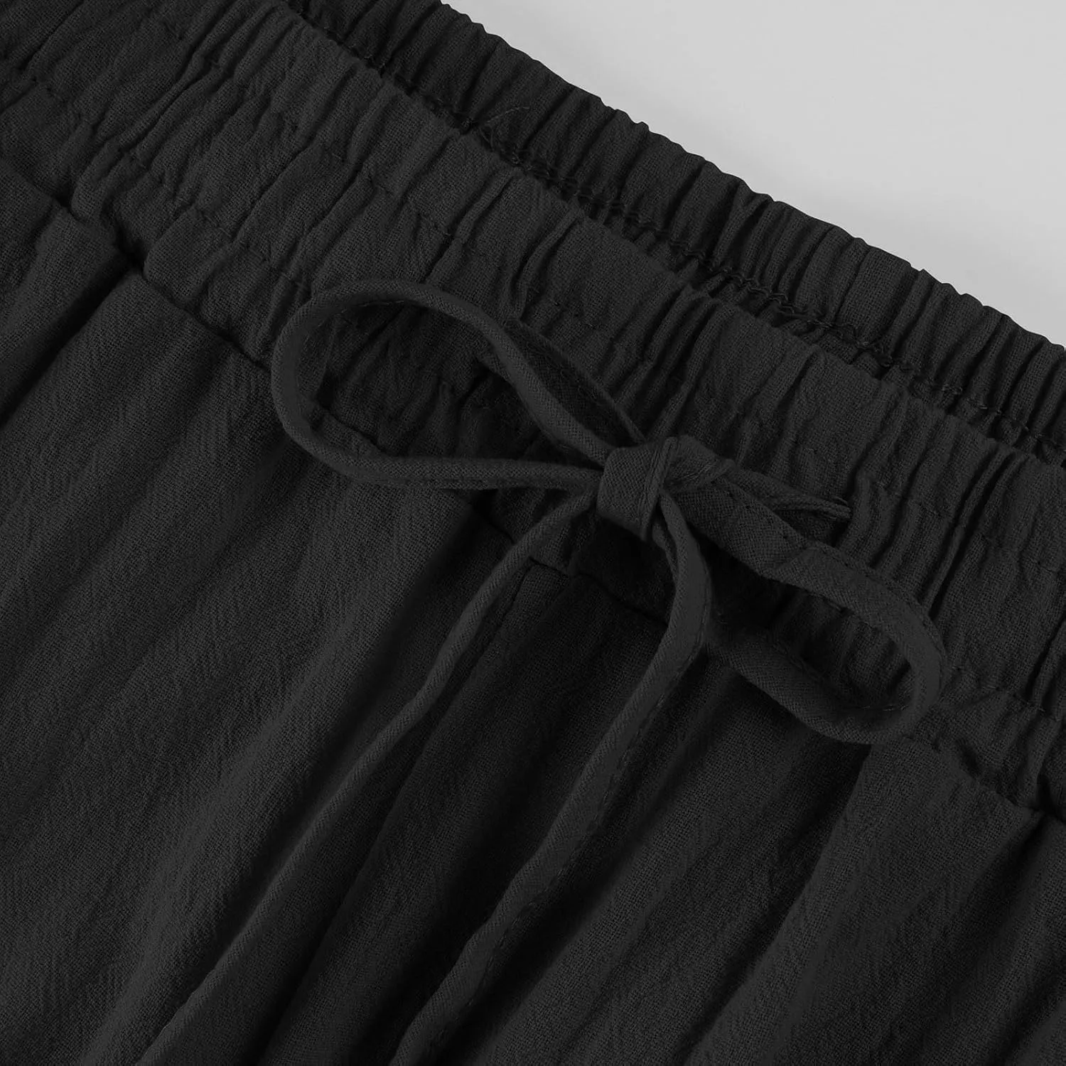 Womens Fashion Linen Pants 2025 Casual Straight Leg Drawstring Loose Lightweight Trousers with Pockets
