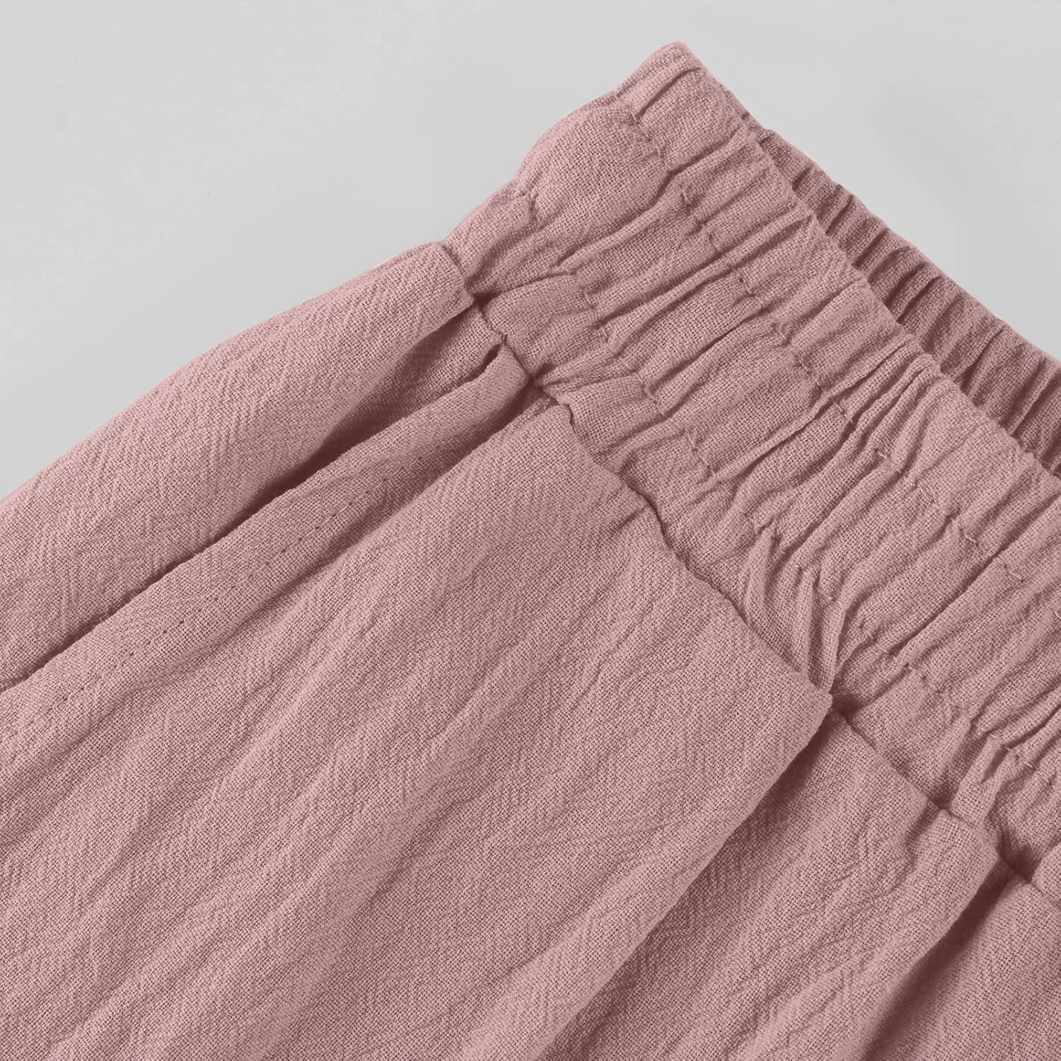Womens Fashion Linen Pants 2025 Casual Straight Leg Drawstring Loose Lightweight Trousers with Pockets