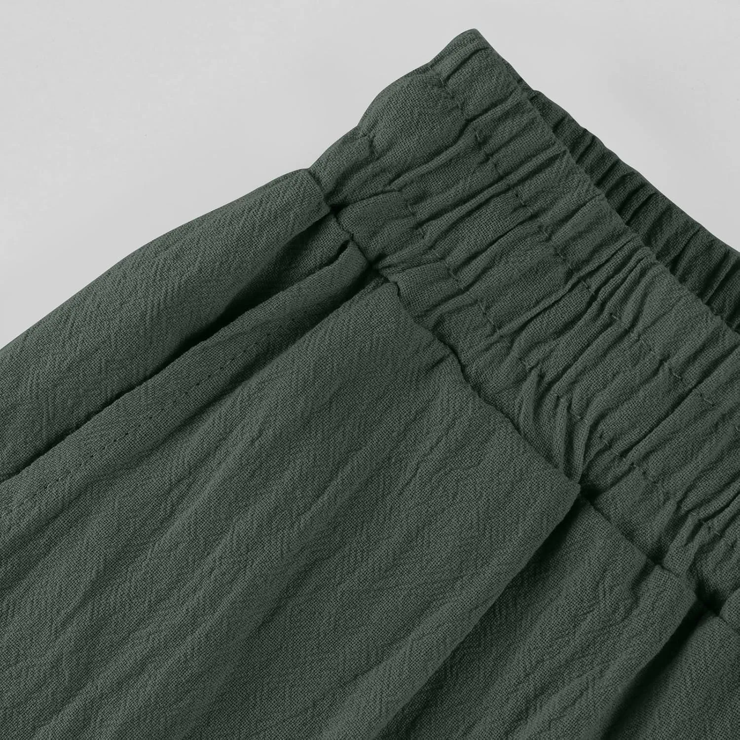 Womens Fashion Linen Pants 2025 Casual Straight Leg Drawstring Loose Lightweight Trousers with Pockets