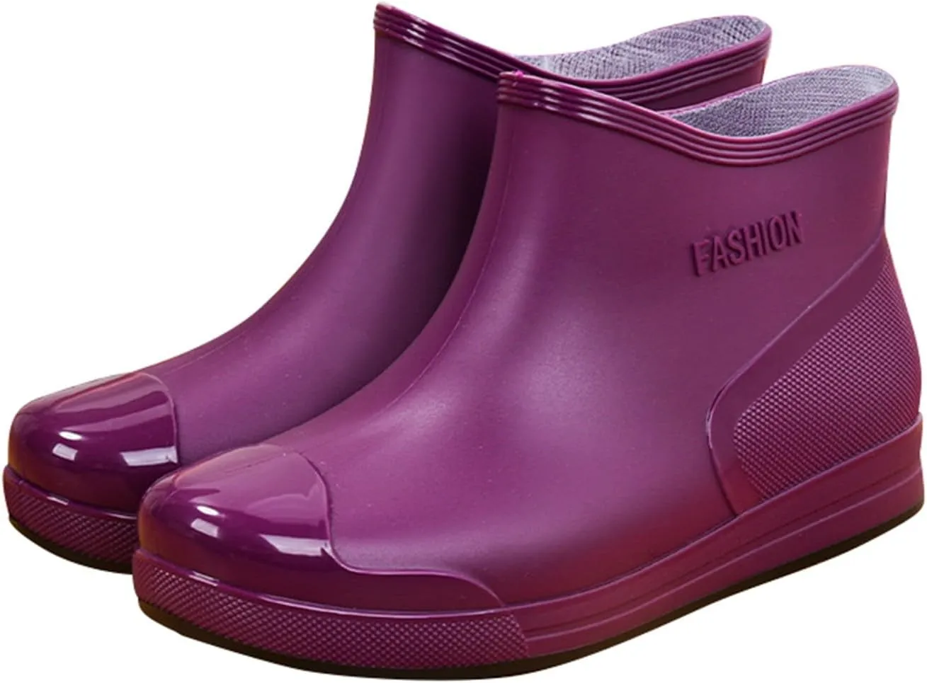 Women's Fashion Rain Boots Low Cut Short Tube Plastic Water Shoes with Non Slip Soles Warm Fleece Lined Removable Cotton Insole Rain Boots Shoe Covers for Men