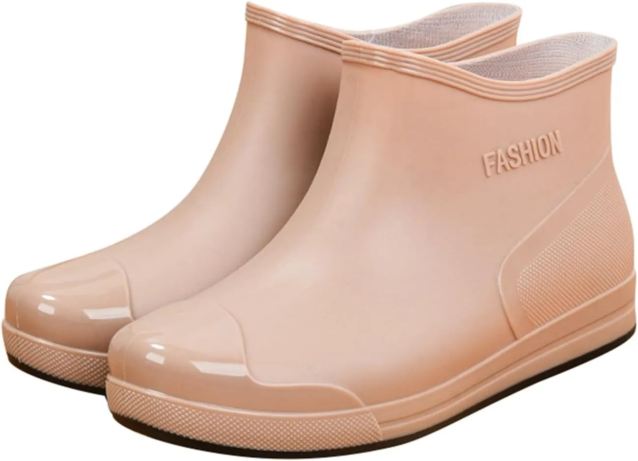 Women's Fashion Rain Boots Low Cut Short Tube Plastic Water Shoes with Non Slip Soles Warm Fleece Lined Removable Cotton Insole Rain Boots Shoe Covers for Men