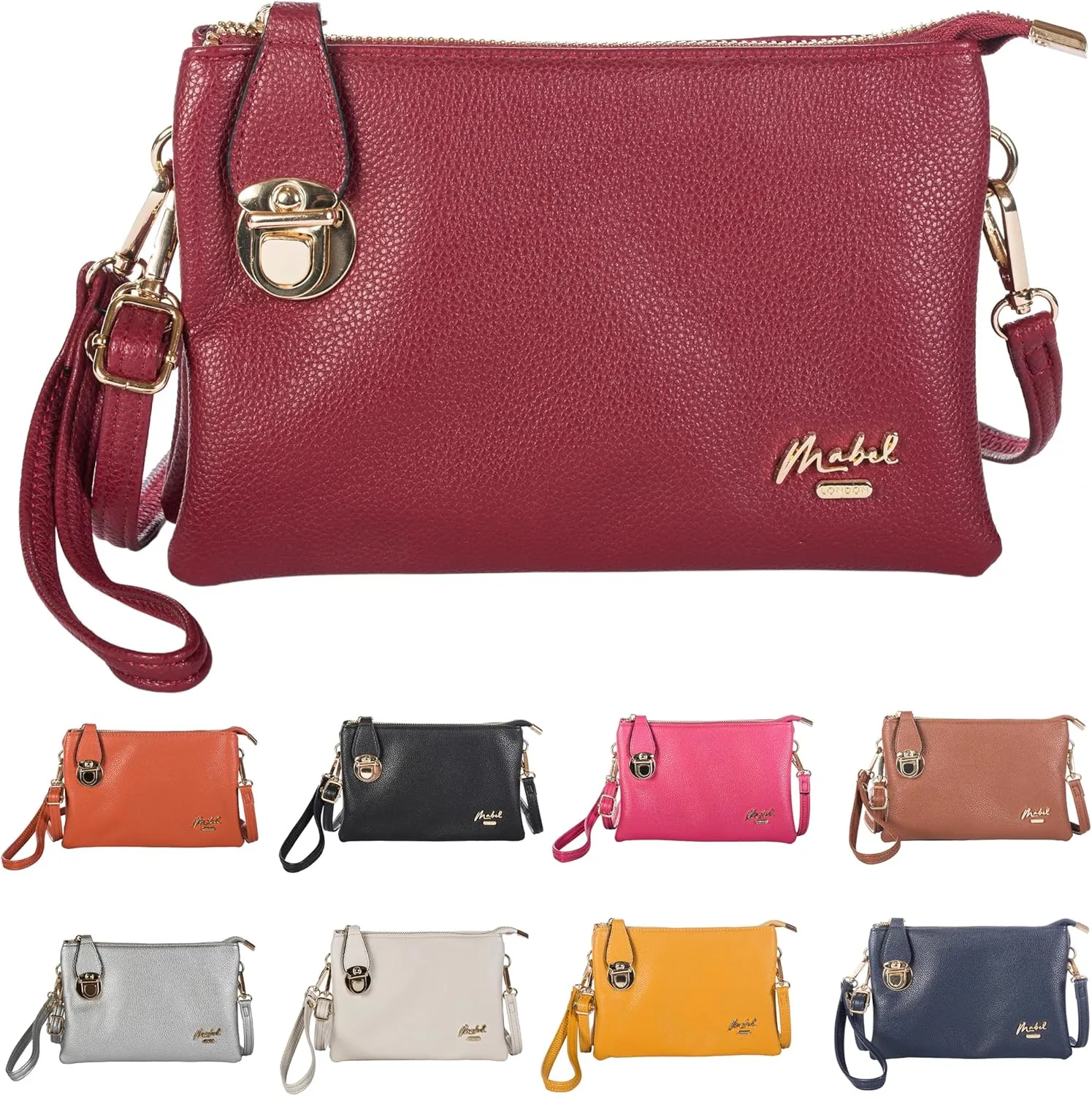 Women's Faux Leather Clutch Wristlet Purse with Strap  Small Evening Crossbody Bag  Renee