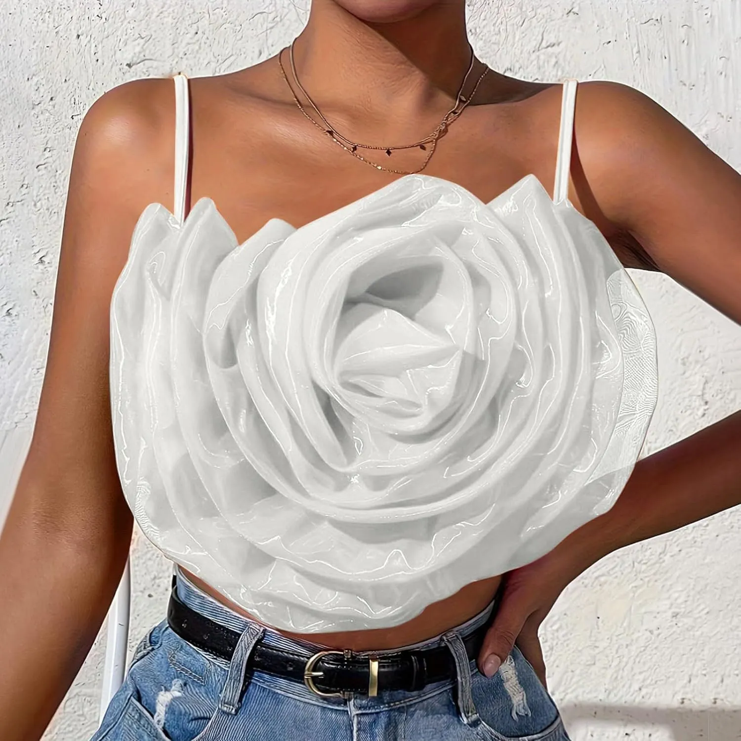 Women's Flower Front Crop Tube Top Sleeveless Strapless Solid Shirred Tops Mens Running