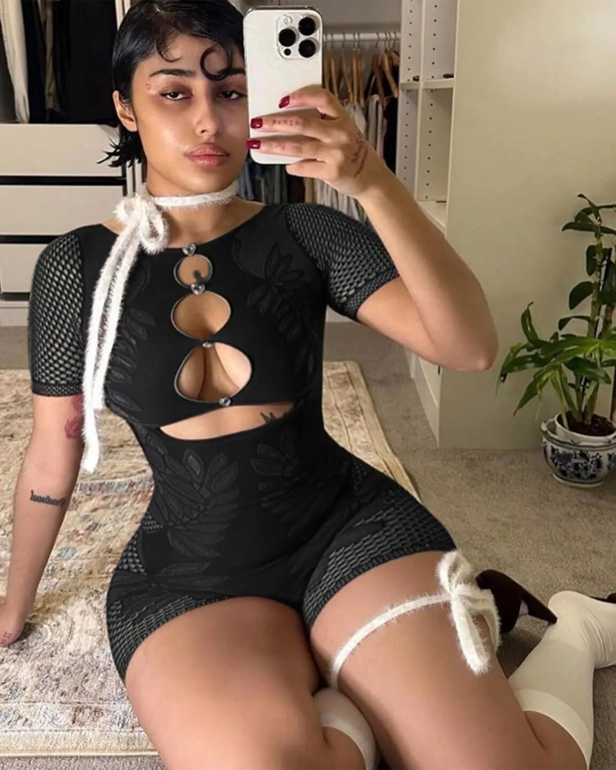 Women's Jumpsuit Sexy See Through Off Shoulder Mesh Short Sleeve Tummy Control Yoga Workout Rompers Y2K Club Outfits