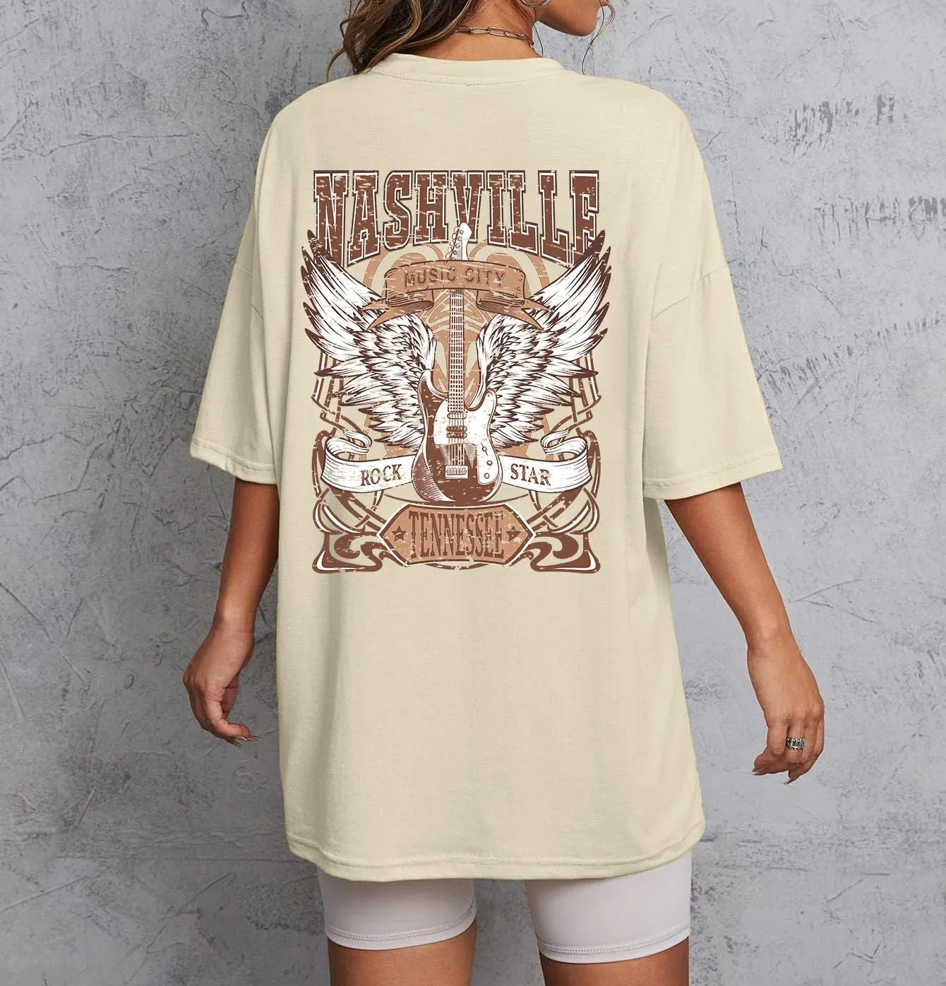 Women's Oversized Country Music T Shirts Nashville Rock Band Concert Shirt Vintage Graphic Tees Summer Casual Tops