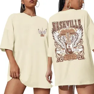 Women's Oversized Country Music T Shirts Nashville Rock Band Concert Shirt Vintage Graphic Tees Summer Casual Tops