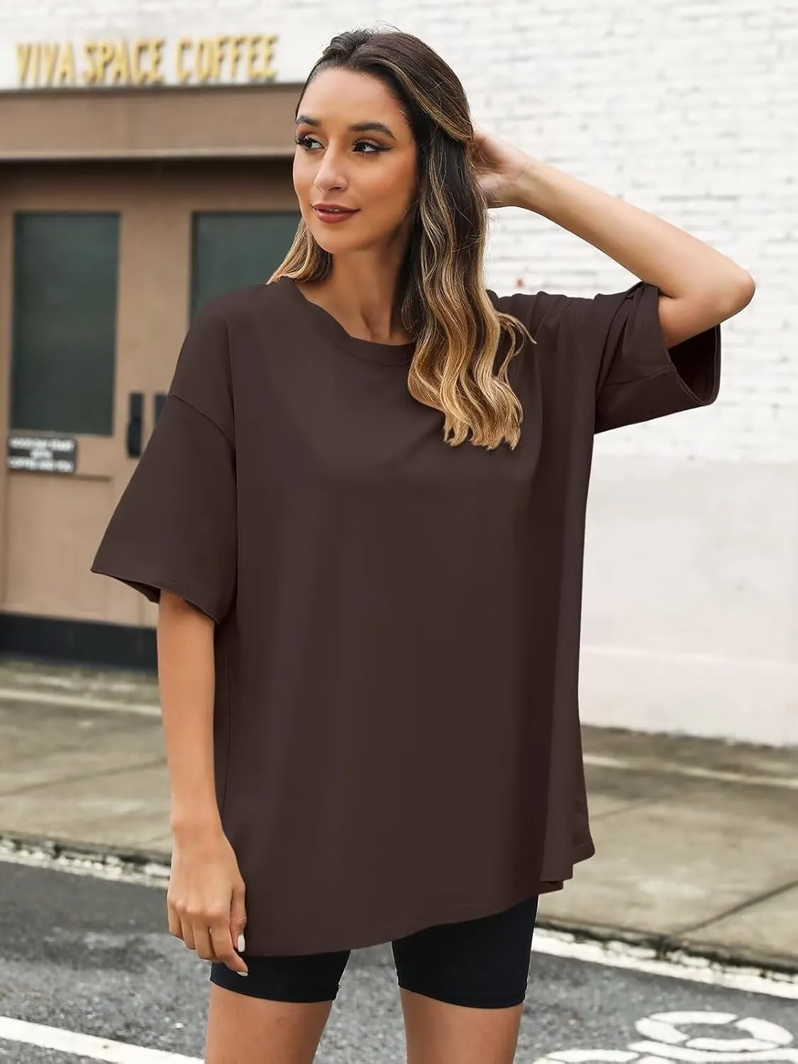 Womens Oversized T Shirts Cotton Loose Fit Short Sleeve Tee Crewneck Workout Summer Tops Fashion Clothes 2025