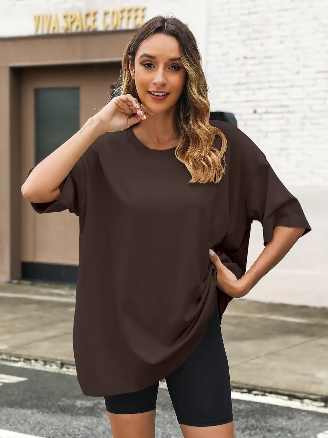 Womens Oversized T Shirts Cotton Loose Fit Short Sleeve Tee Crewneck Workout Summer Tops Fashion Clothes 2025