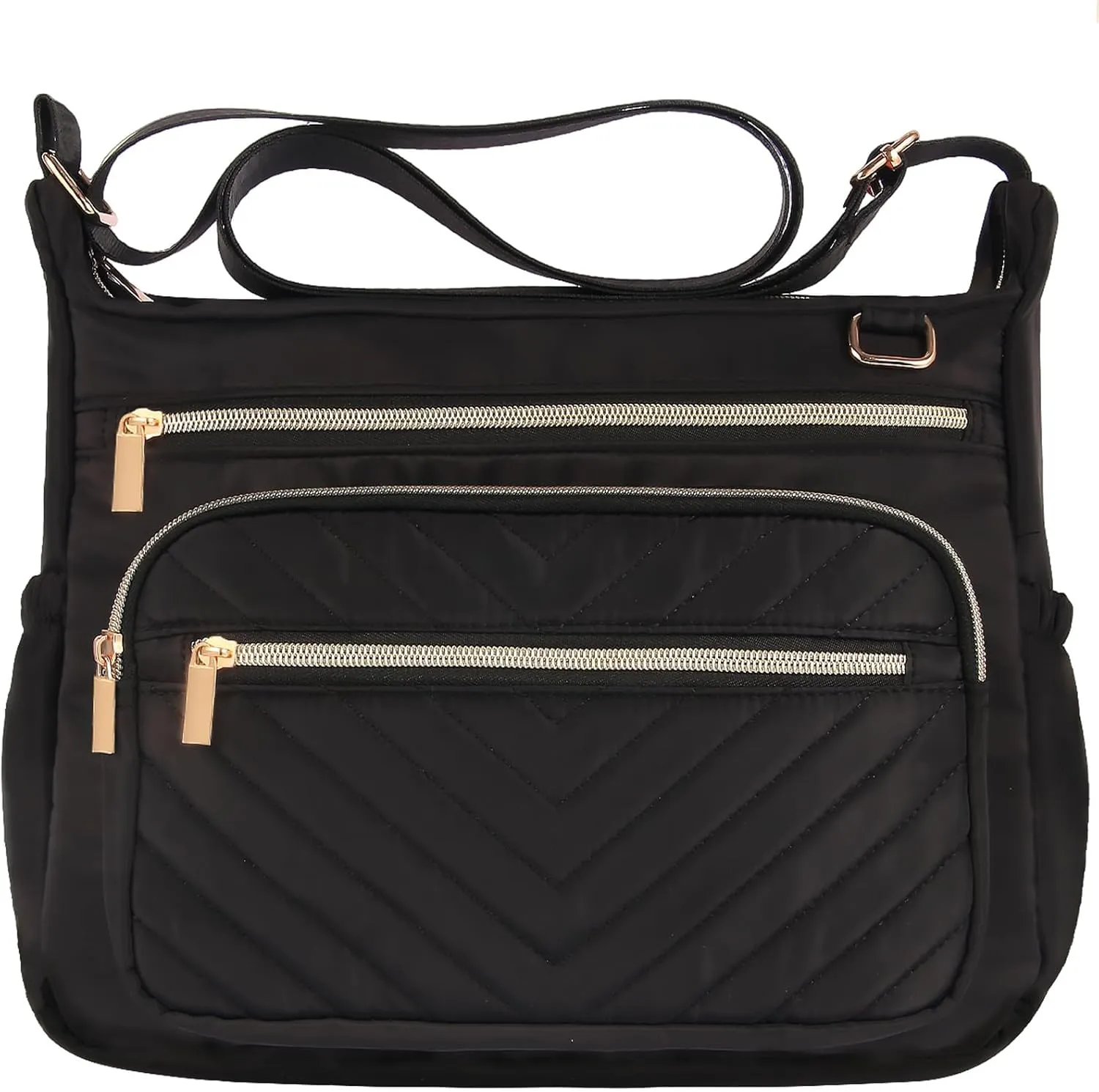 Women's Purses Crossbody Bag with RFID-Blocking Pocket, Lightweight Anti-Theft Travel Purse Quilted Shoulder Bag with Multiple Pockets & Key Holder, Ladies Tote for Daily Commuting, Work, Black