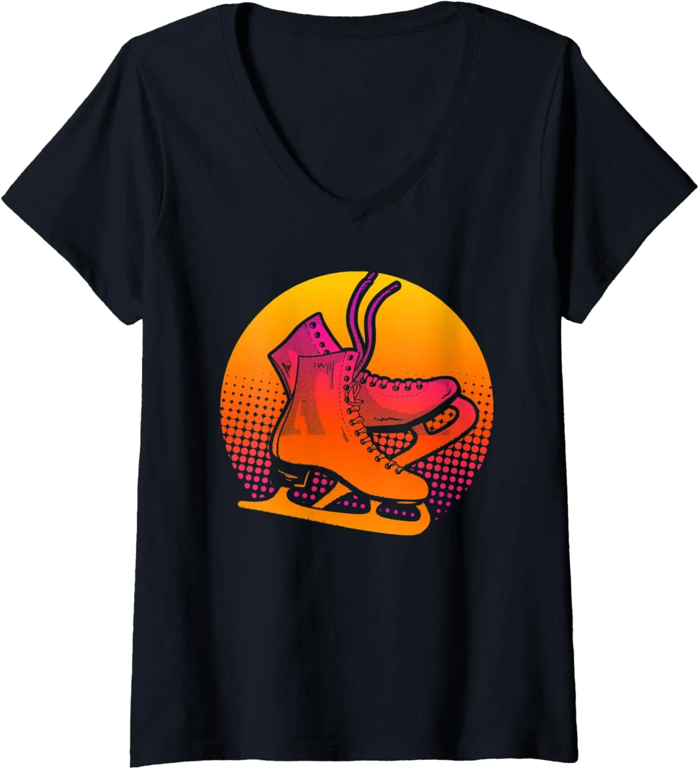 Womens Retro Skate Shoes V-Neck T-Shirt