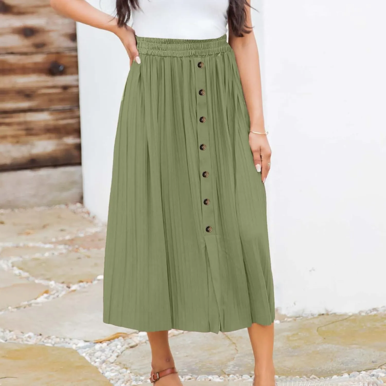 Womens Retro Skirt Women's Elastic Waist Skirts Party Shiny Accordion Pleated Midi Skirt Denim Skirts for Women