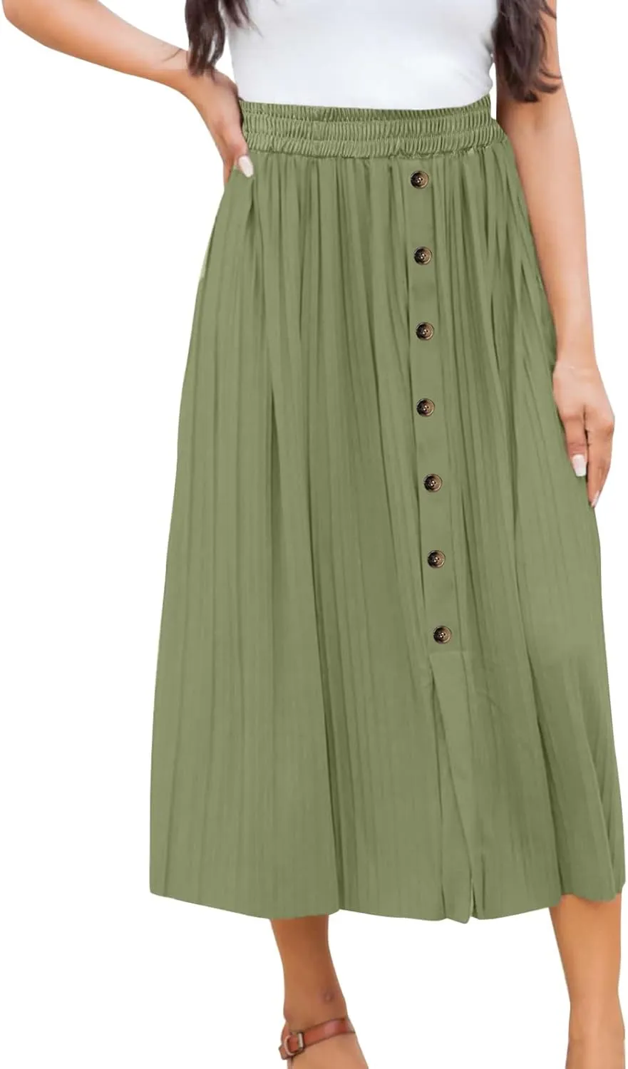 Womens Retro Skirt Women's Elastic Waist Skirts Party Shiny Accordion Pleated Midi Skirt Denim Skirts for Women