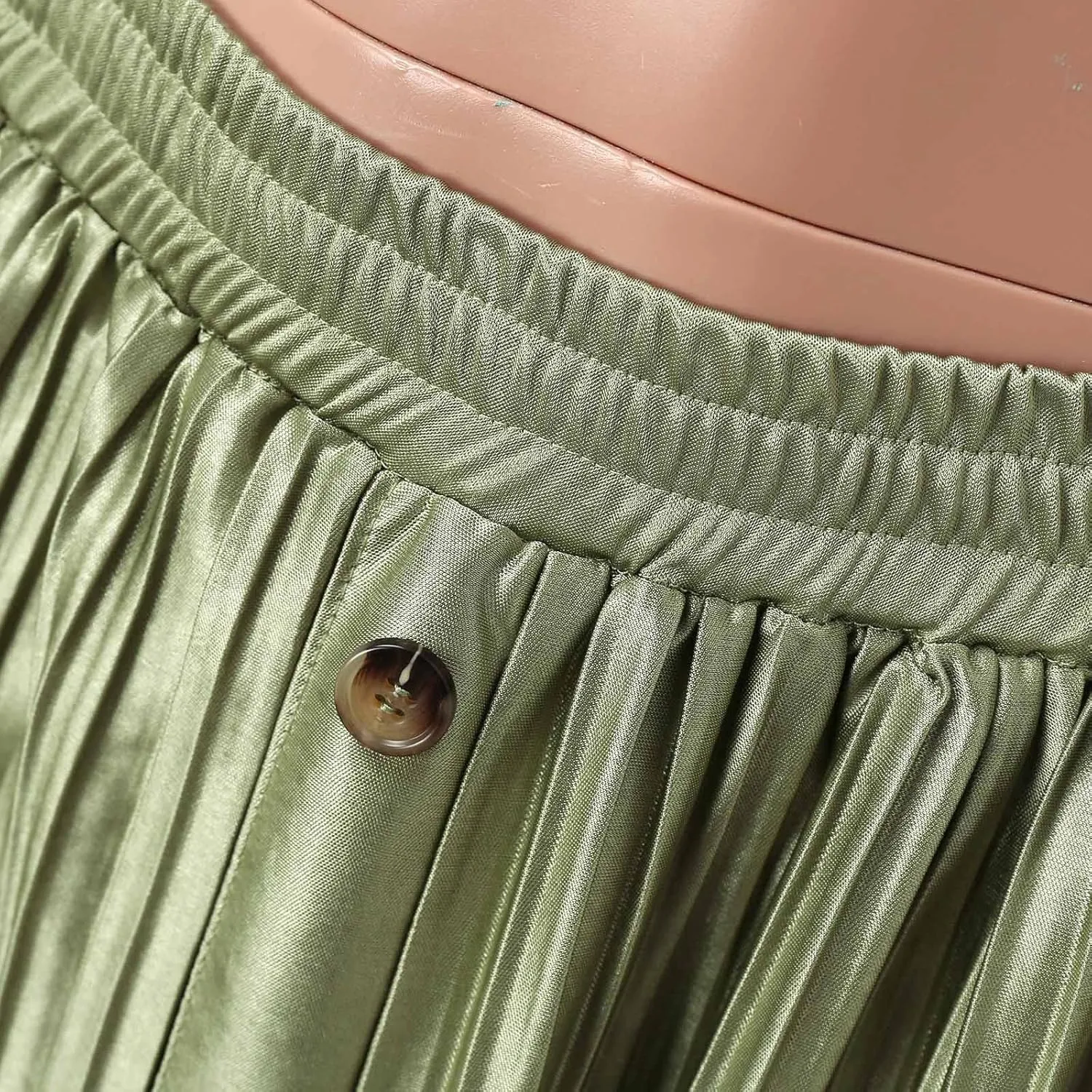 Womens Retro Skirt Women's Elastic Waist Skirts Party Shiny Accordion Pleated Midi Skirt Denim Skirts for Women