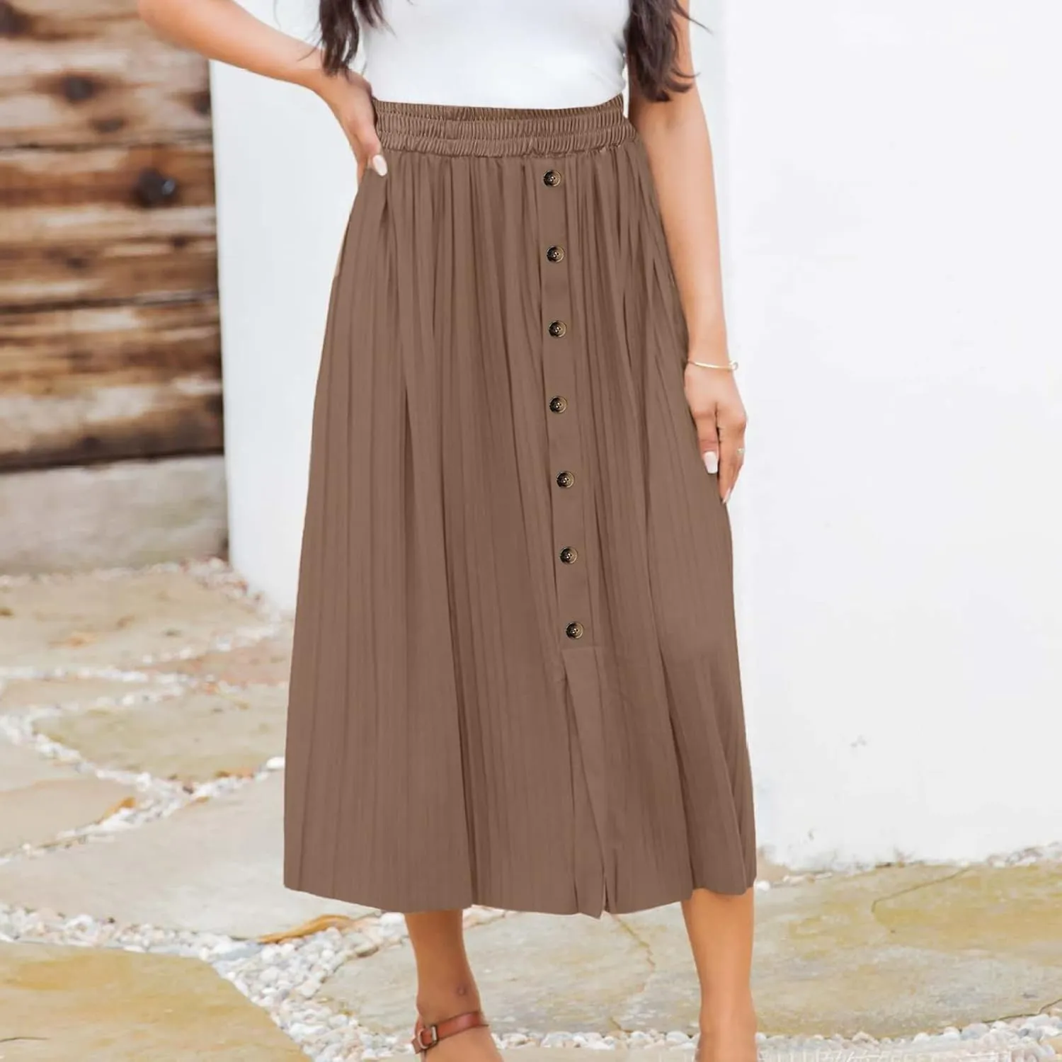 Womens Retro Skirt Women's Elastic Waist Skirts Party Shiny Accordion Pleated Midi Skirt Denim Skirts for Women